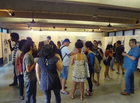 Exhibition visitors at the University of Brasilia in Brazil.