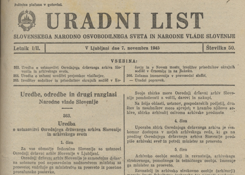 The decree under code 363 was published on November 7, 1945 in the 50th issue of the Official Gazette.