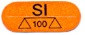 Oval, orange mark. It has the scale and the letter SI above it and below it the number 100.