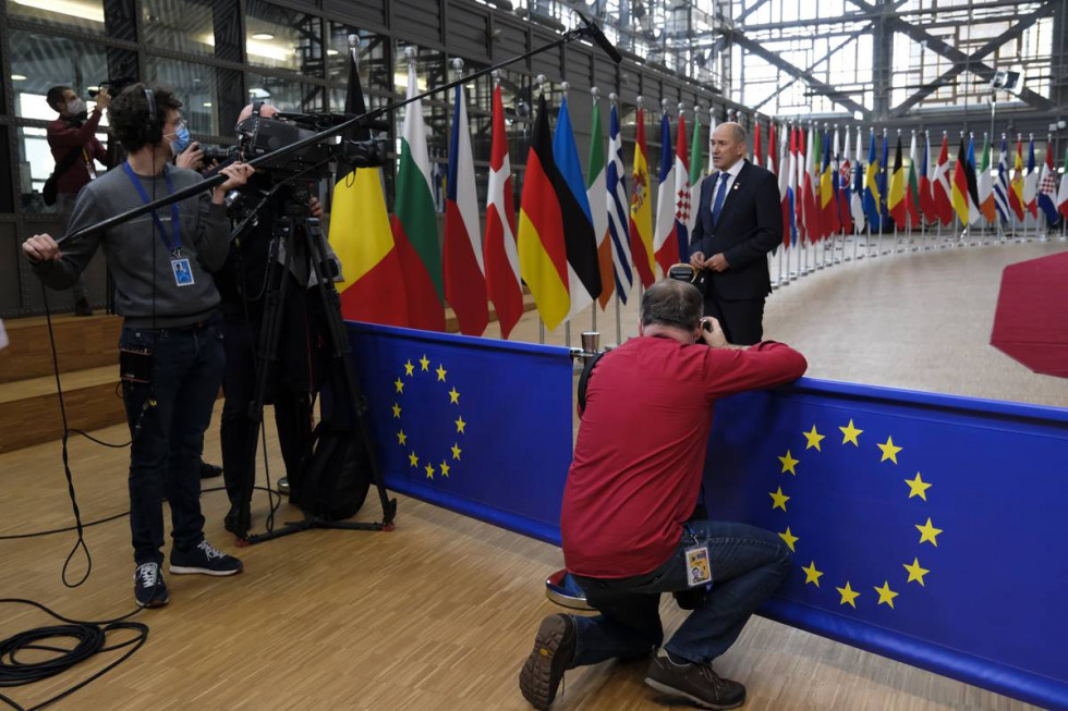 Predsednik vlade Janez Janša na zasedanju Evropskega sveta