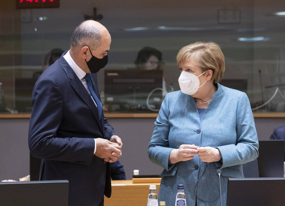 Prime Minister Janez Janša at the European Council meeting