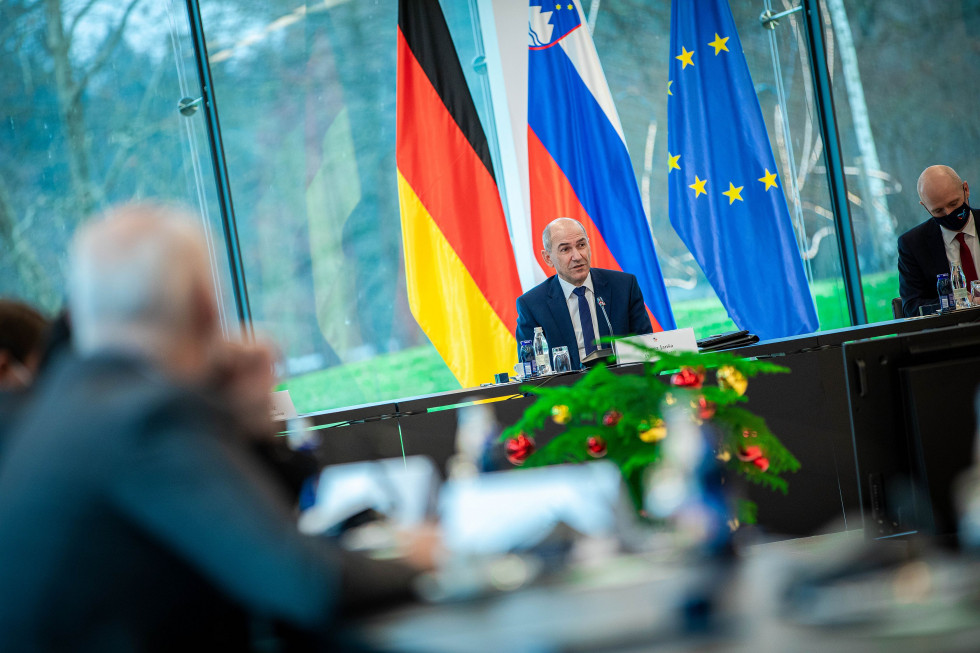 Prime Minister Janez Janša at the meeting with ambassadors of the EU member states