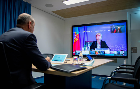 PV ministri za zdravje 130121 (Prime Minister Janez Janša attended an informal video conference of EU health ministers)