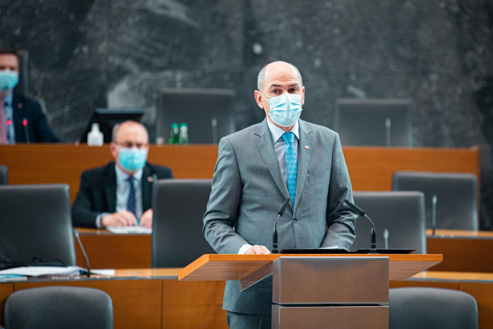 PM Janez Janša spoke about the proposal for a Declaration on the Orientations for the Republic of Slovenia’s functioning in the European Union institutions for the period 2021–2024.