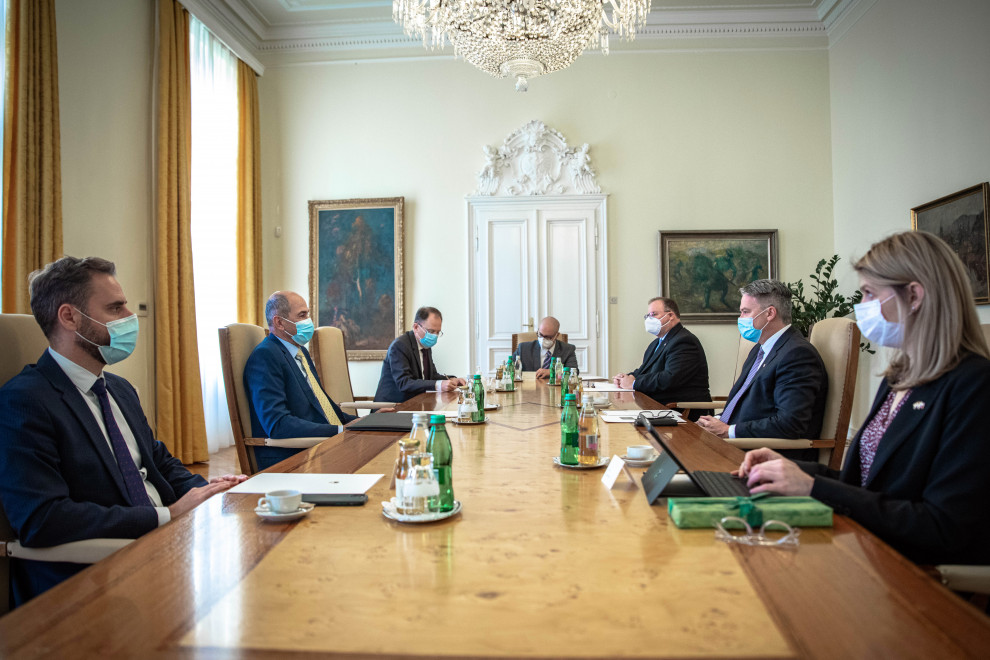 PM Janez Janša at the meeting with Australian Finance Minister Mathias Cormann.
