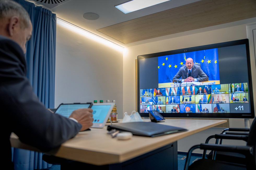 PM Janez Janša attended an informal video conference of the European Council on the current COVID-19 situation.