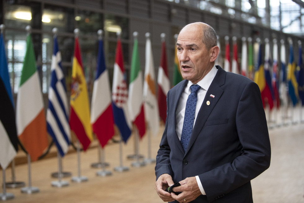 Prime Minister Janeza Janša at the European Council summit