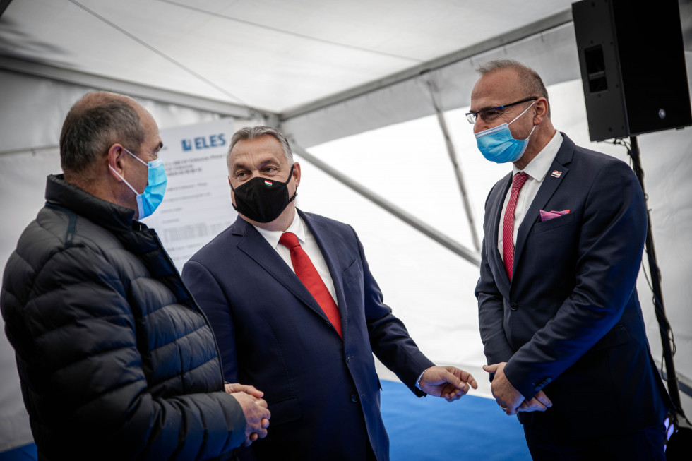 Prime Minister Janez Janša, joined by Hungarian Prime Minister Viktor Orban and Croatian Foreign Minister Gordan Grlić Radman, addressed the audience