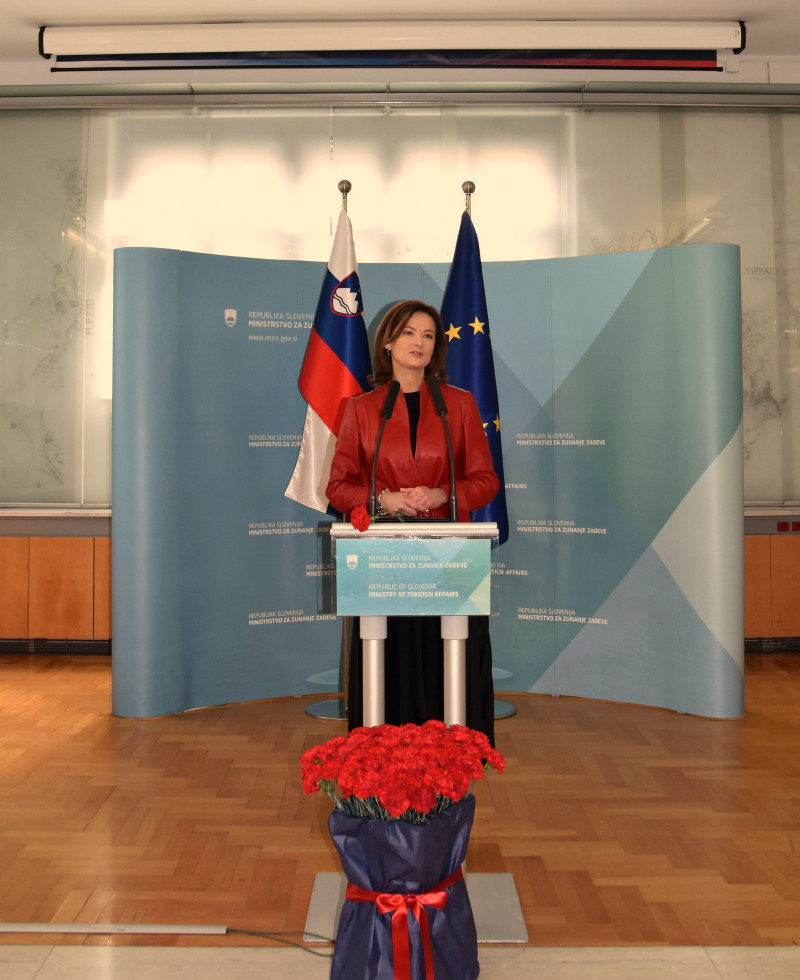 Minister for Foreign and European Affairs Tanja Fajon hosts a reception for all ministry staff on International Women's Day