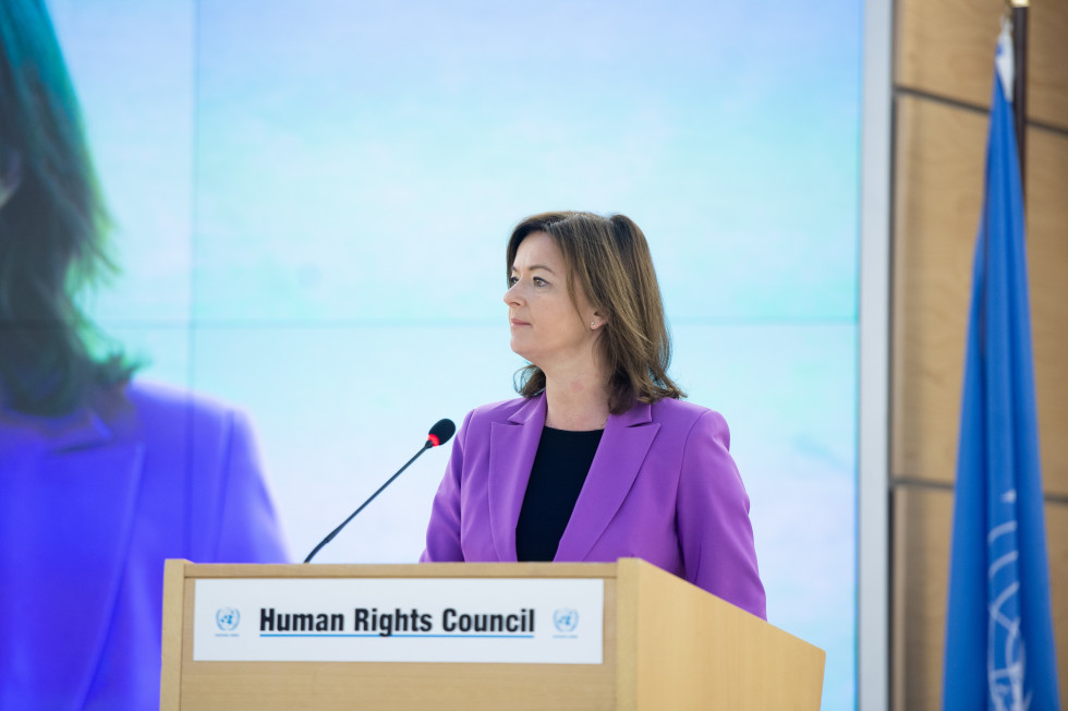 Minister of Foreign and European Affairs Tanja Fajon addressing the high-level segment of the 52nd session of the Human Rights Council, Palais des Nations, 27 February 2023
