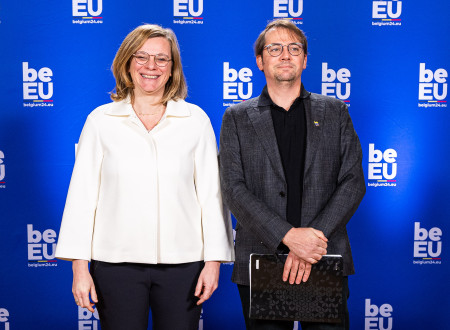Državni sekretar Dan Juvan in Marie-Colline Leroy, belgijska državna sekretarka za enakost spolov, enake možnosti in raznolikost na Ministru za mobilnost