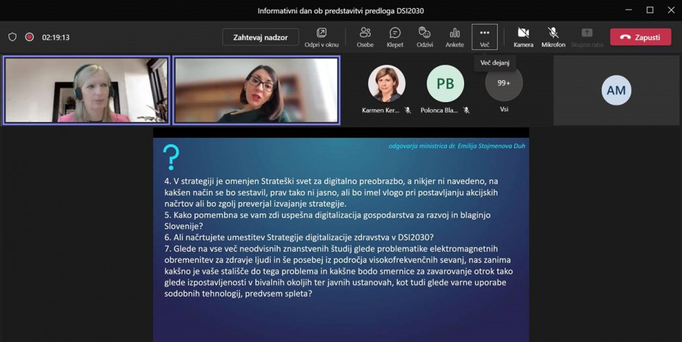 Teams srečanje s predstavitvijo v programu Power Point