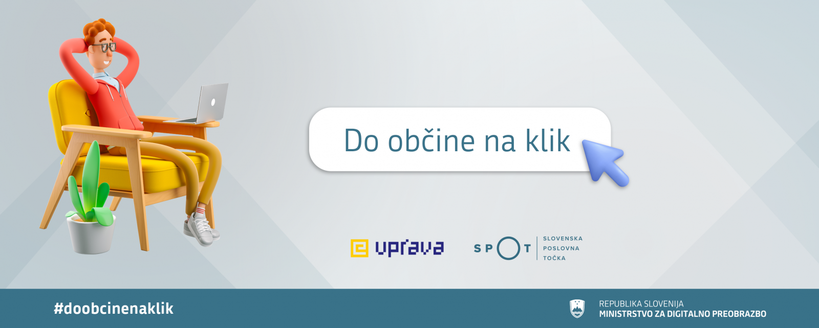 Na grafiki je napis "Več časa za vse ostalo", do občine na klik, ki ponazarja prihranek časa pri elektronskem poslovanju z občinami.