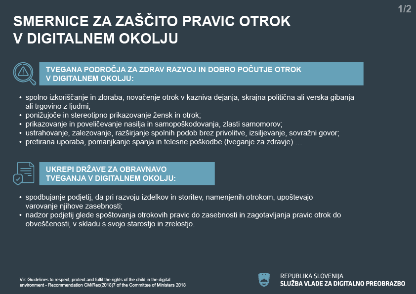infografika - Smernice za zaščito pravic otrok v digitalnem okolju 2/2