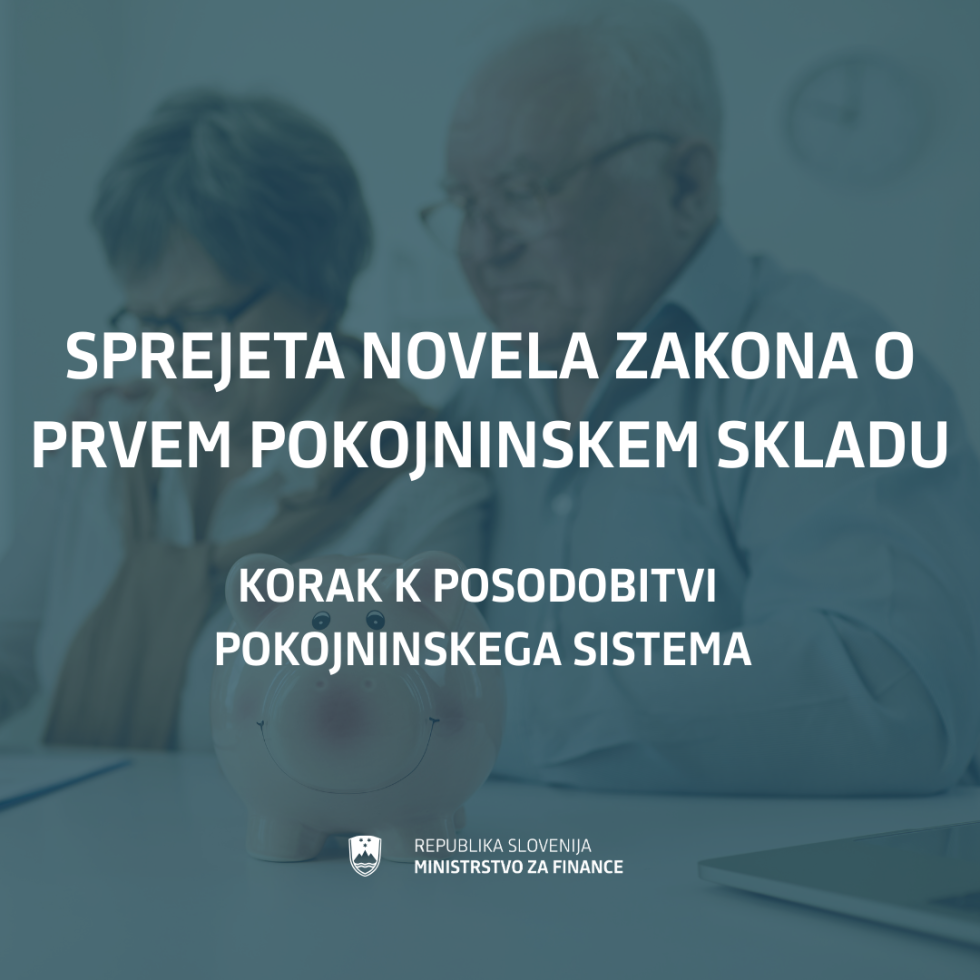 Grafika z naslovom Sprejeta novela zakona o prvem pokojninskem skladu in podnaslovom Korak k posodobitvi pokojninskega sistema