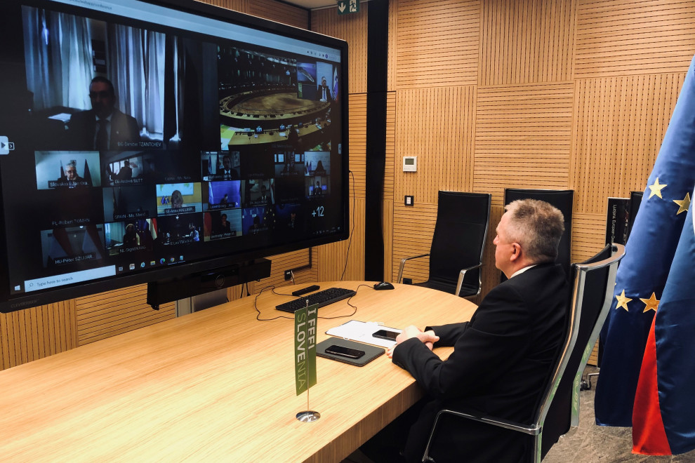 Minister Zdravko Počivalšek during virtual meeting