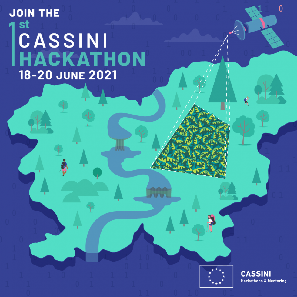 Grafika vabila k sodelovanju na CASSINI Hackathonu