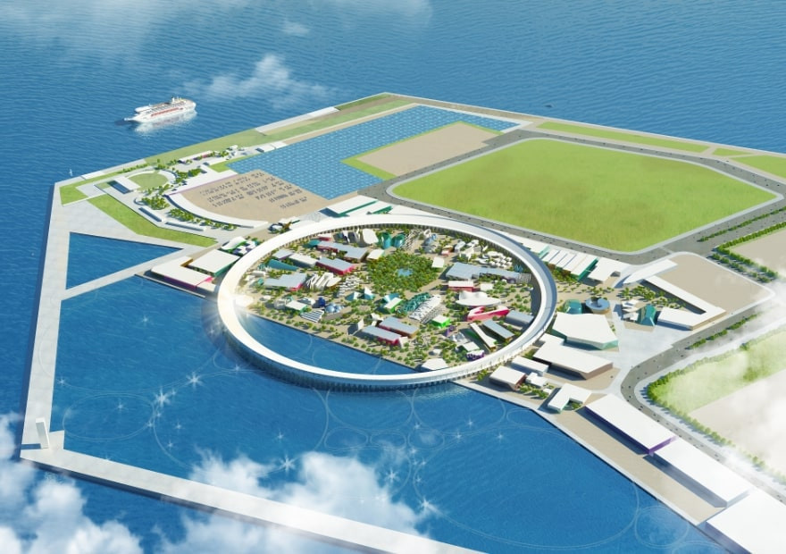 Umetni otok na katerem bo potekala razstava Expo Osaka
