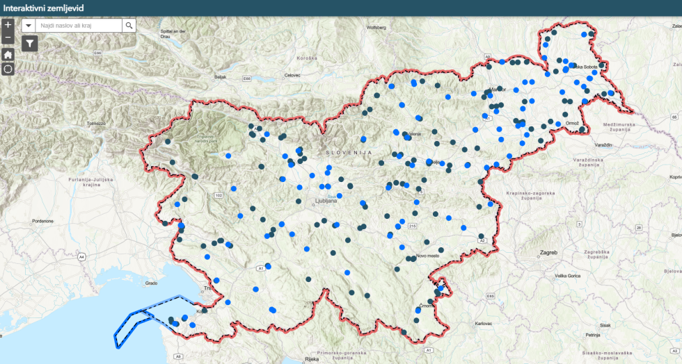 Interaktivni zemljevid vlaganja v športno infrastrukturo po Sloveniji
