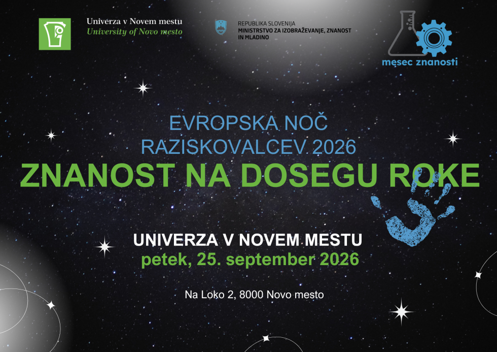 Plakat za dogodek Znanost na dosegu roke Univerze v Novem mestu