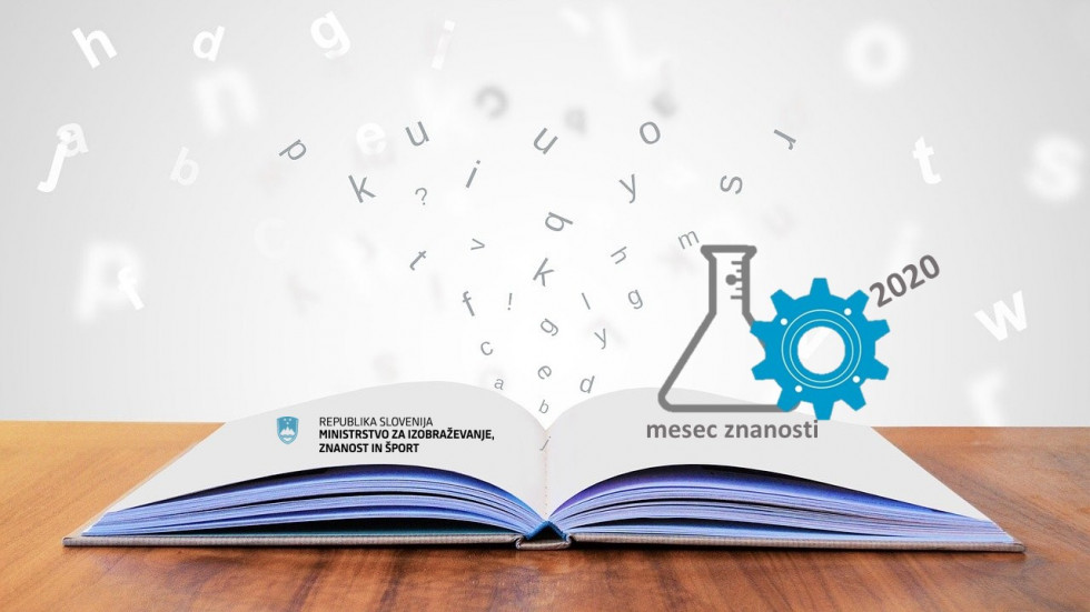 Odprta knjiga in logotip mesca znanosti