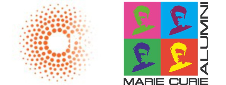 Logotip Evropskega raziskovalnega sveta in Ukrepa Marie Sklodowska Curie