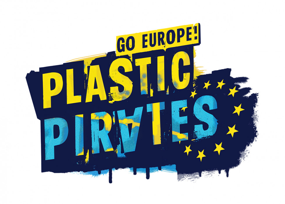 Logotip pirati plastike z 12 zvezdicami iz zastave evropske unije