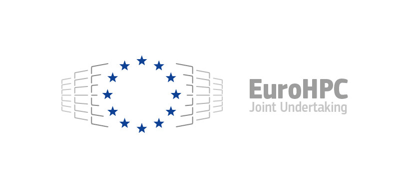 logotip EuroHPC - 12 zved evropske unij ein skica superračunalnika