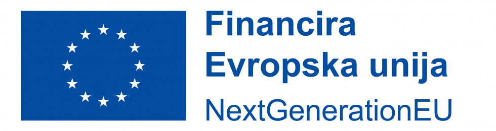 Logotip ukrepa NextGenerationEu z modro zastavo evropske unije 