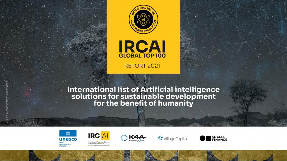 Fotografija naslovnice seznama rešitev umetne inteligence za trajnostni razvoj v dobro človeštva.