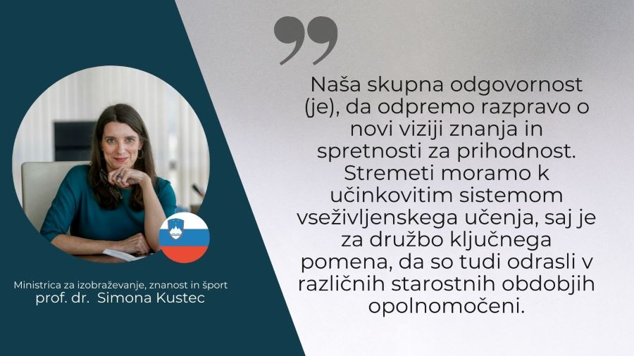 Slikovni prikaz ministrice in dela njene izjave