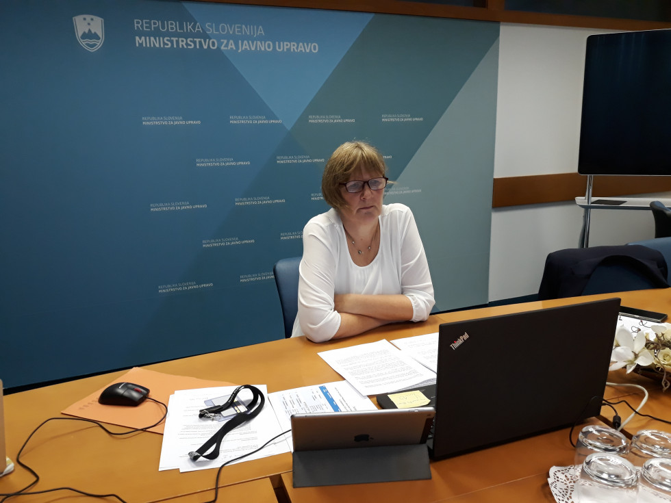 Dr. Polonca Blaznik sitting at the computer