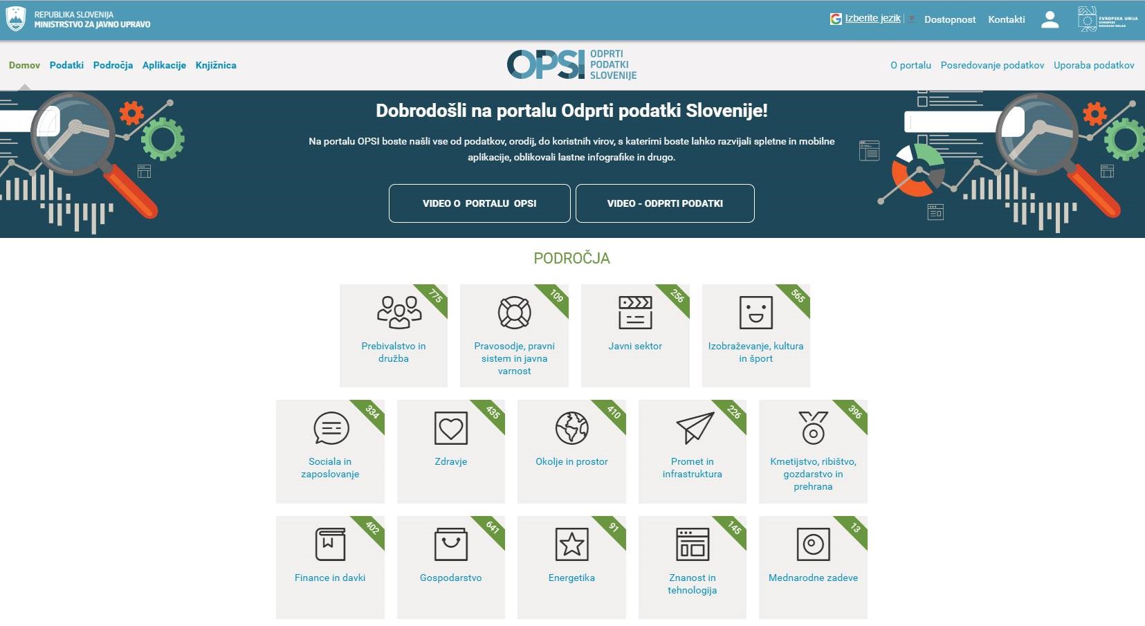 screenshot vstopne strani portala OPSI screenshot vstopne strani portala OPSI