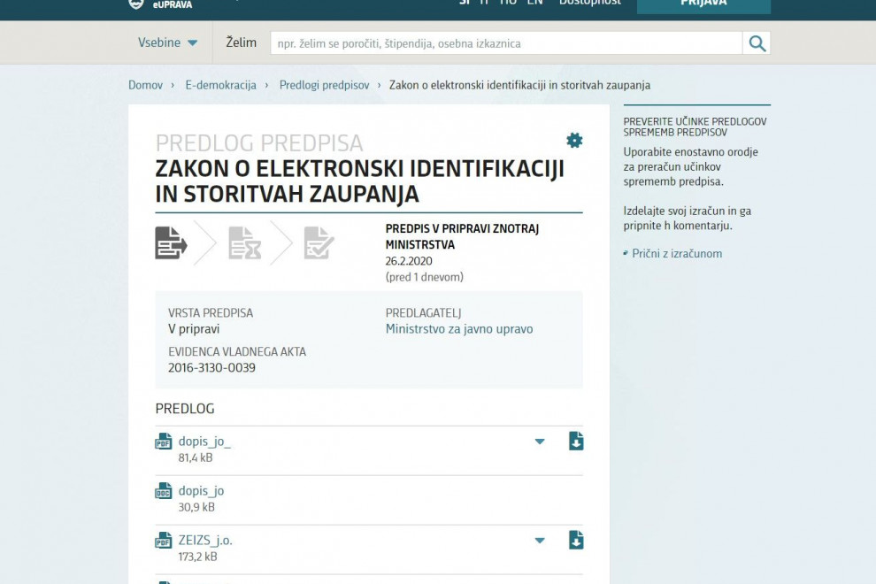 portal eUprava - predlog zakona