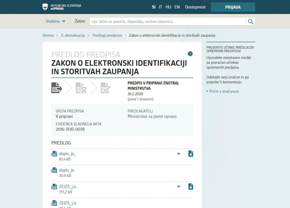 portal eUprava - predlog zakona