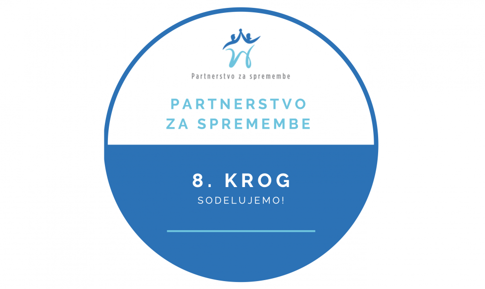 Na sliki je prikazan logotip 8. kroga programa Partnerstvo za spremembe.