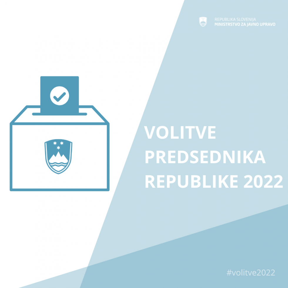 grafični prikaz volilne skrinjice in napis: volitve predsednika republike 2022