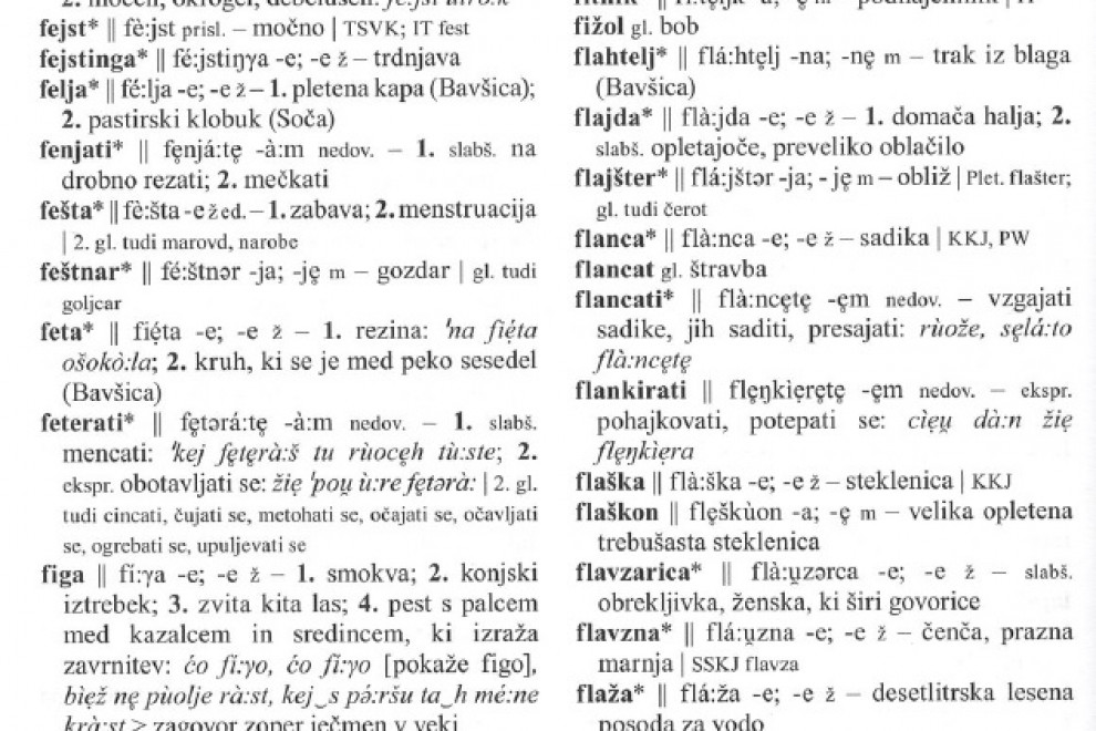 Pogled na nekaj besed iz besedja bovškega govora