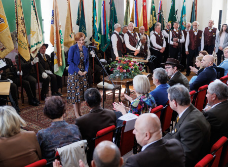 Minister of Culture Dr Asta Vrečko addresses the gathering