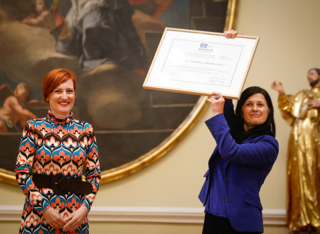 Minister of Culture presents charter to Dr Zalka Drglin