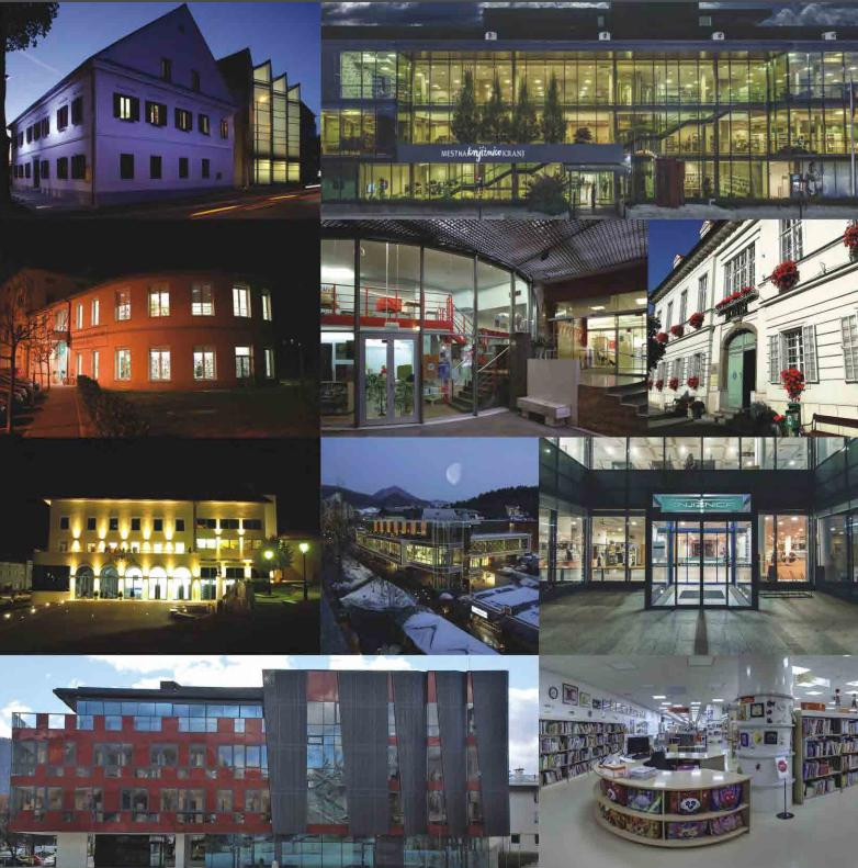 Collage of exterior facades of larger public library buildings
