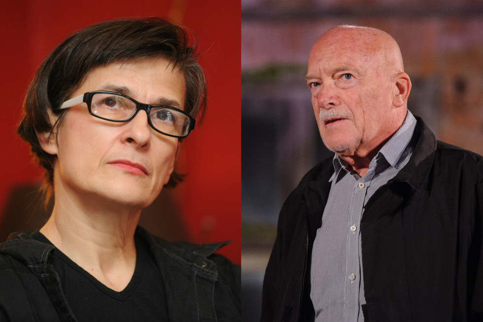 Kolaž dveh portretov, prejemnice in prejemnika Prešernove nagrade