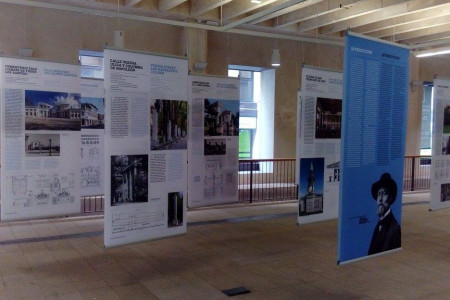 Setting up an exhibition in the premises of the Official Chamber of Architects of Madrid