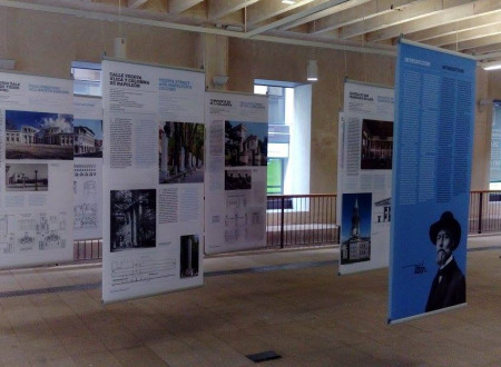 Setting up an exhibition in the premises of the Official Chamber of Architects of Madrid