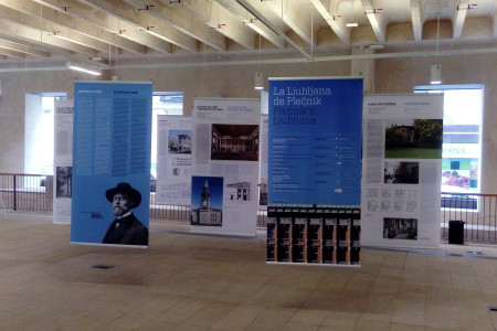 Setting up an exhibition in the premises of the Official Chamber of Architects of Madrid