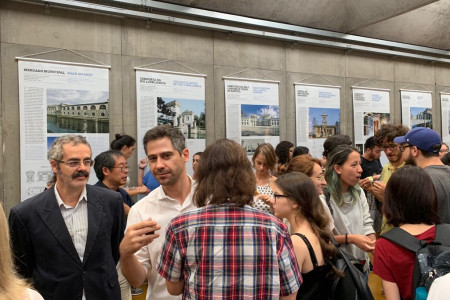 Visitors at the opening of the exhibition at the Faculty of Architecture and Urbanism of the University of São Paulo