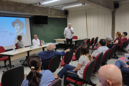 Lecture by Darja Kos Braga at the round table on Plečnik's architecture at the exhibition at the Faculty of Architecture and Urbanism of the University of Sao Pãulo in Brazil