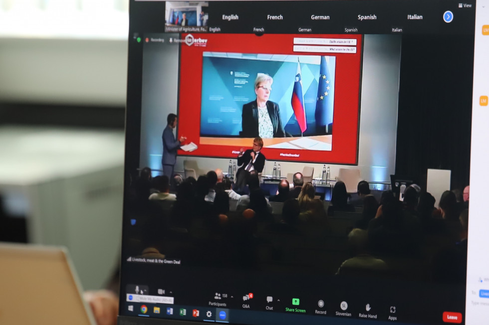 Minister Irena Šinko participated via video link in a conference.