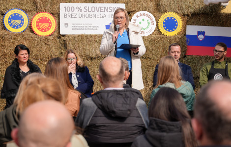 DSC03057 (The minister is standing and talking, She has a microphone in her hands. )