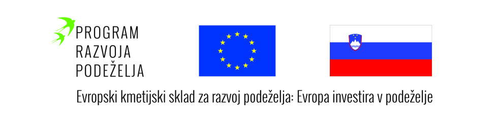 logotipov za označevanje vira sofinanciranja v okviru Programa razvoja podeželja: emblem EU, zastava Republike Slovenije in logotip Programa razvoja podeželja
